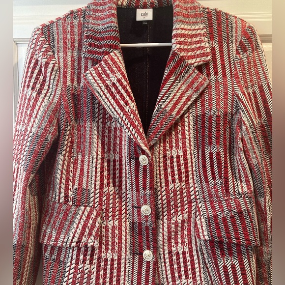Cabi Patchwork Blazer in Red/Black Size M - Picture 4 of 4
